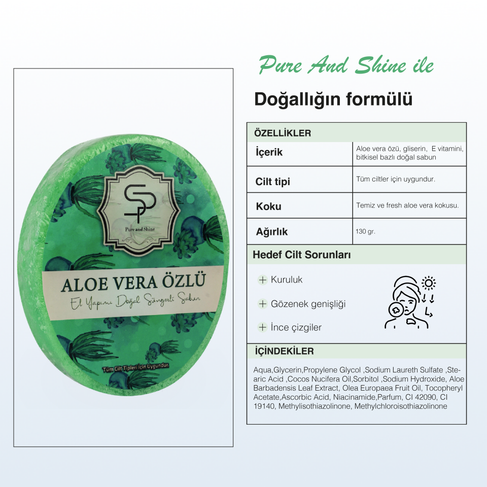 ALOEVERA ÖZLÜ EL YAPIMI DOĞAL SÜNGERLİ SABUN