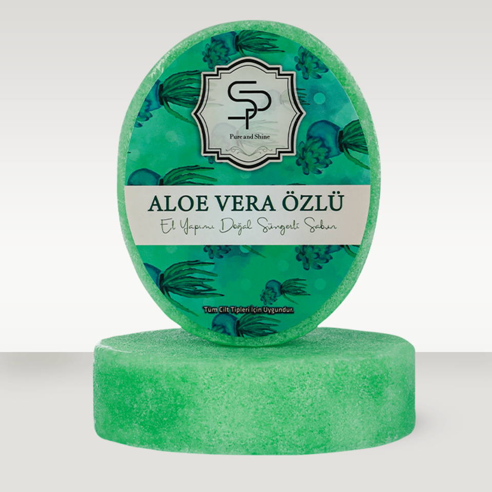 ALOEVERA ÖZLÜ EL YAPIMI DOĞAL SÜNGERLİ SABUN