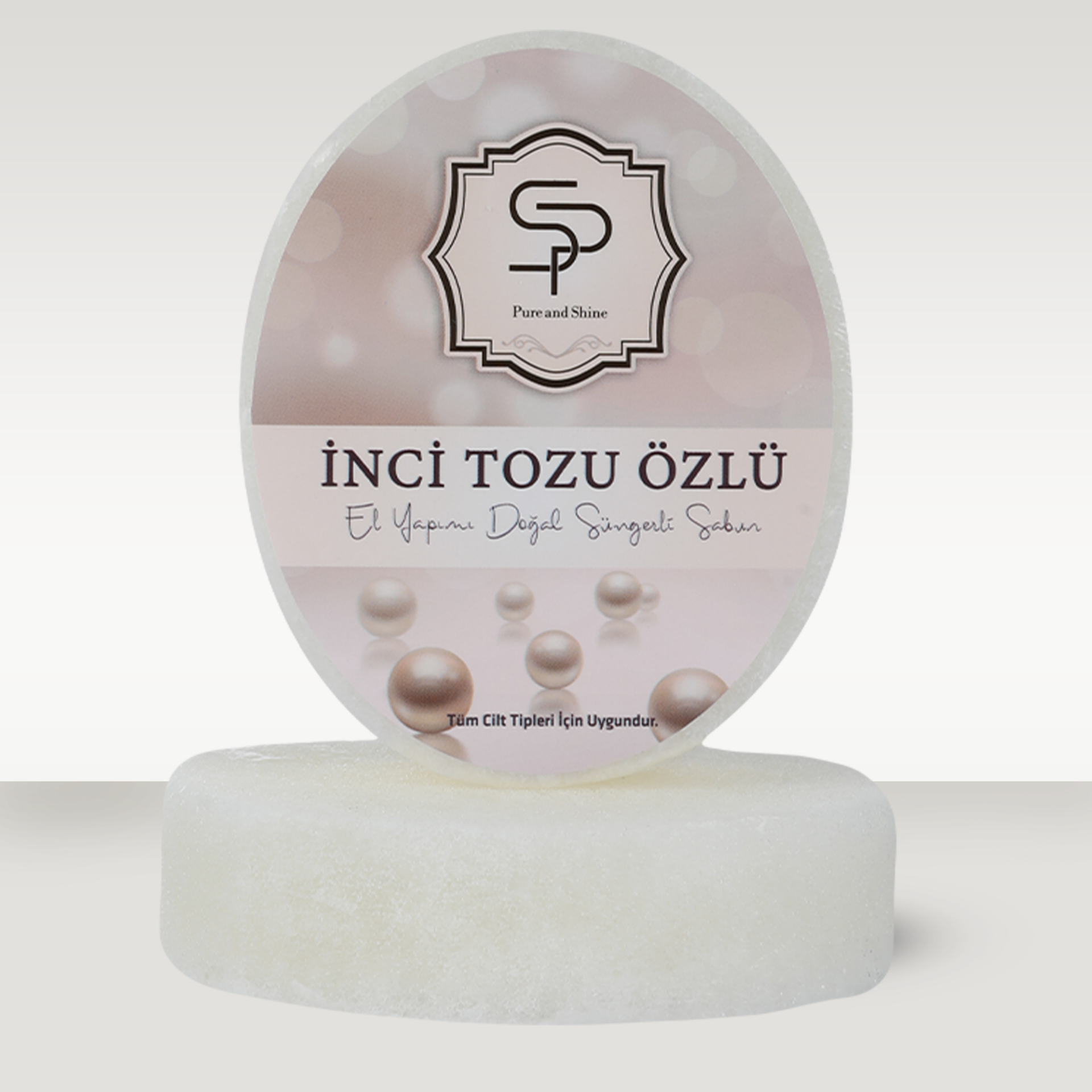 İNCİ TOZU ÖZLÜ EL YAPIMI DOĞAL SÜNGERLİ SABUN