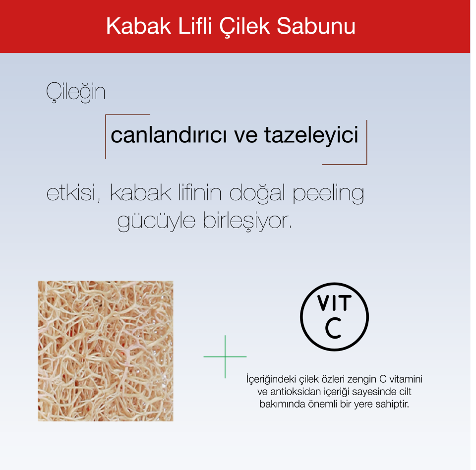 EL YAPIMI DOĞAL KABAK LİFLİ ÇİLEK SABUNU