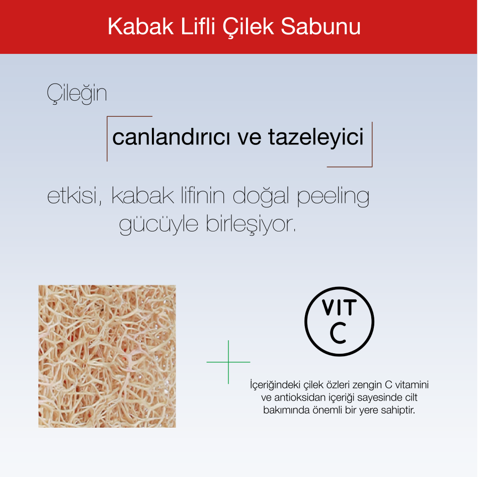EL YAPIMI DOĞAL KABAK LİFLİ ÇİLEK SABUNU