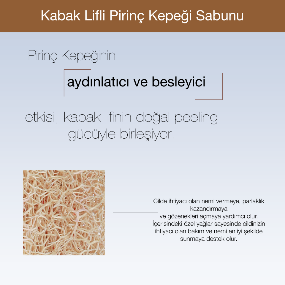 EL YAPIMI DOĞAL KABAK LİFLİ PİRİNÇ KEPEĞİ SABUNU