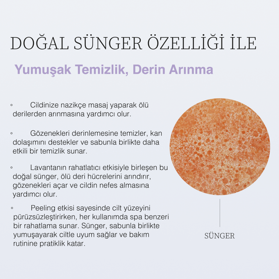 EL YAPIMI DOĞAL SÜNGERLİ   LAVANTA SABUNU