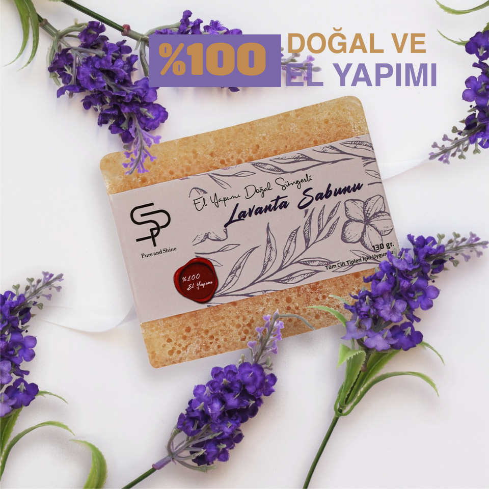 EL YAPIMI DOĞAL SÜNGERLİ   LAVANTA SABUNU