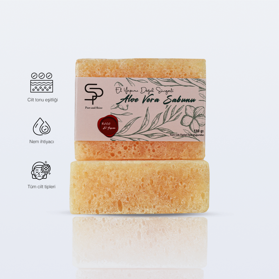 EL YAPIMI DOĞAL SÜNGERLİ  ALOEVERA SABUNU