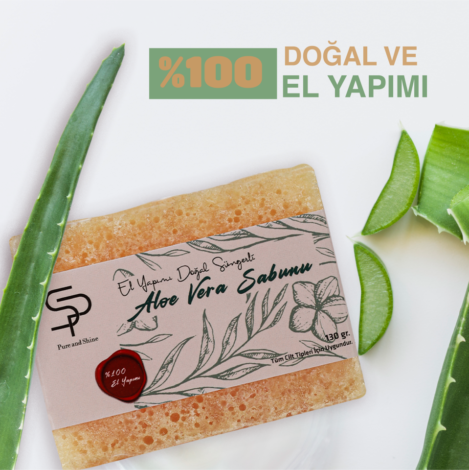 EL YAPIMI DOĞAL SÜNGERLİ  ALOEVERA SABUNU