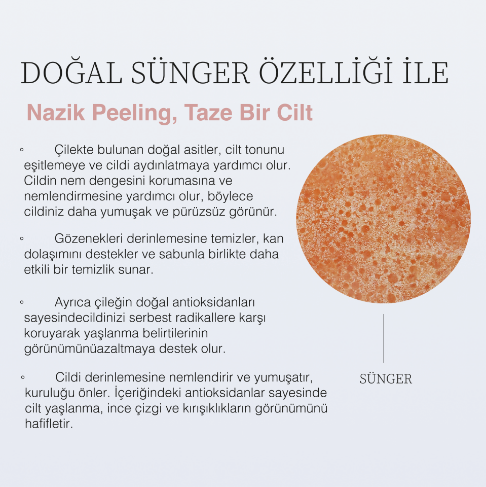 EL YAPIMI DOĞAL SÜNGERLİ   ÇİLEK SABUNU