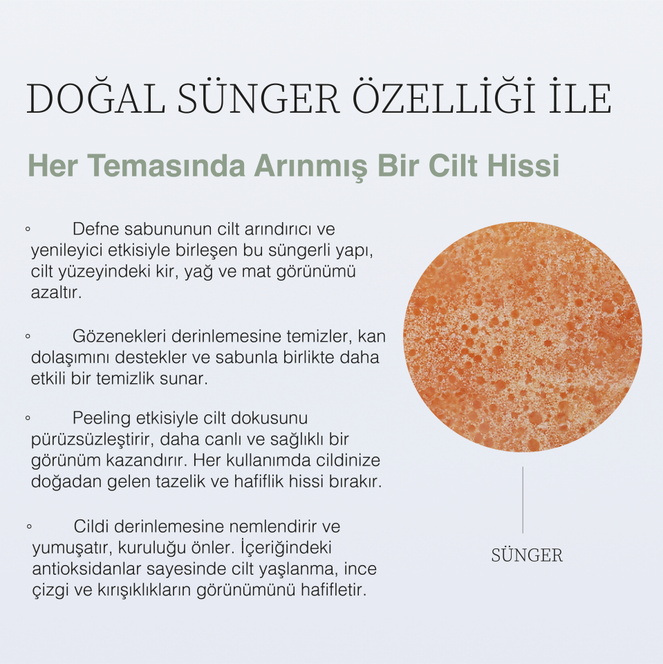 EL YAPIMI DOĞAL SÜNGERLİ DEFNE SABUNU