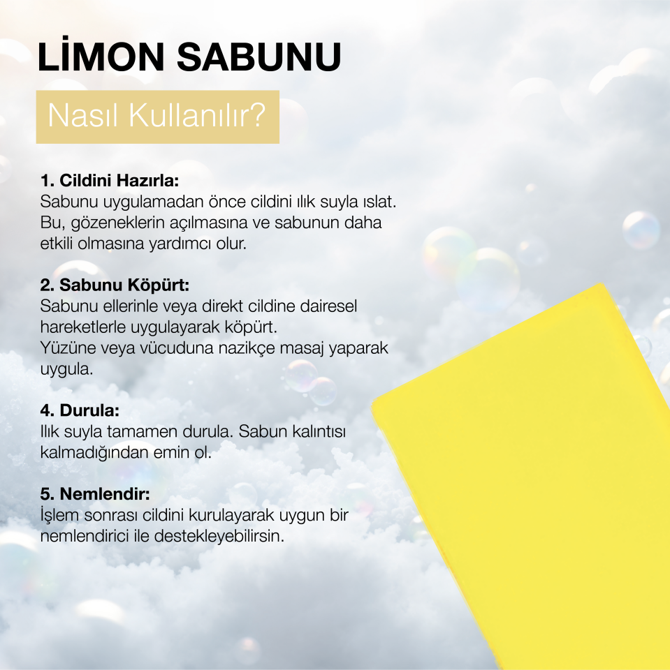 AKNE İZLERİ VE LEKE GÖRÜNÜMÜ GİDERİCİ GLİSERİNLİ LİMON SABUNU
