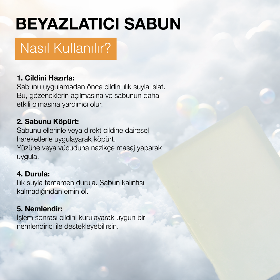 CİLT BEYAZLATICI VE CİLT TONU EŞİTLEYİCİ GLİSERİNLİ SABUN