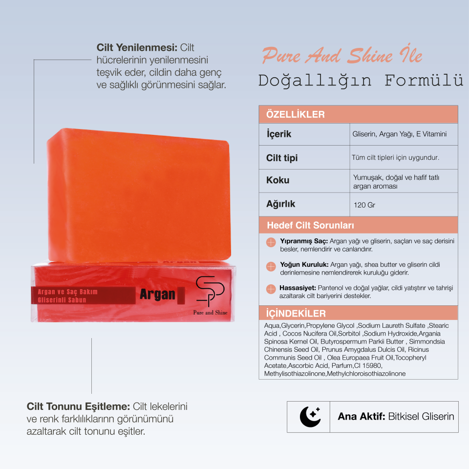 ARGAN VE SAÇ BAKIM GLİSERİNLİ SABUN